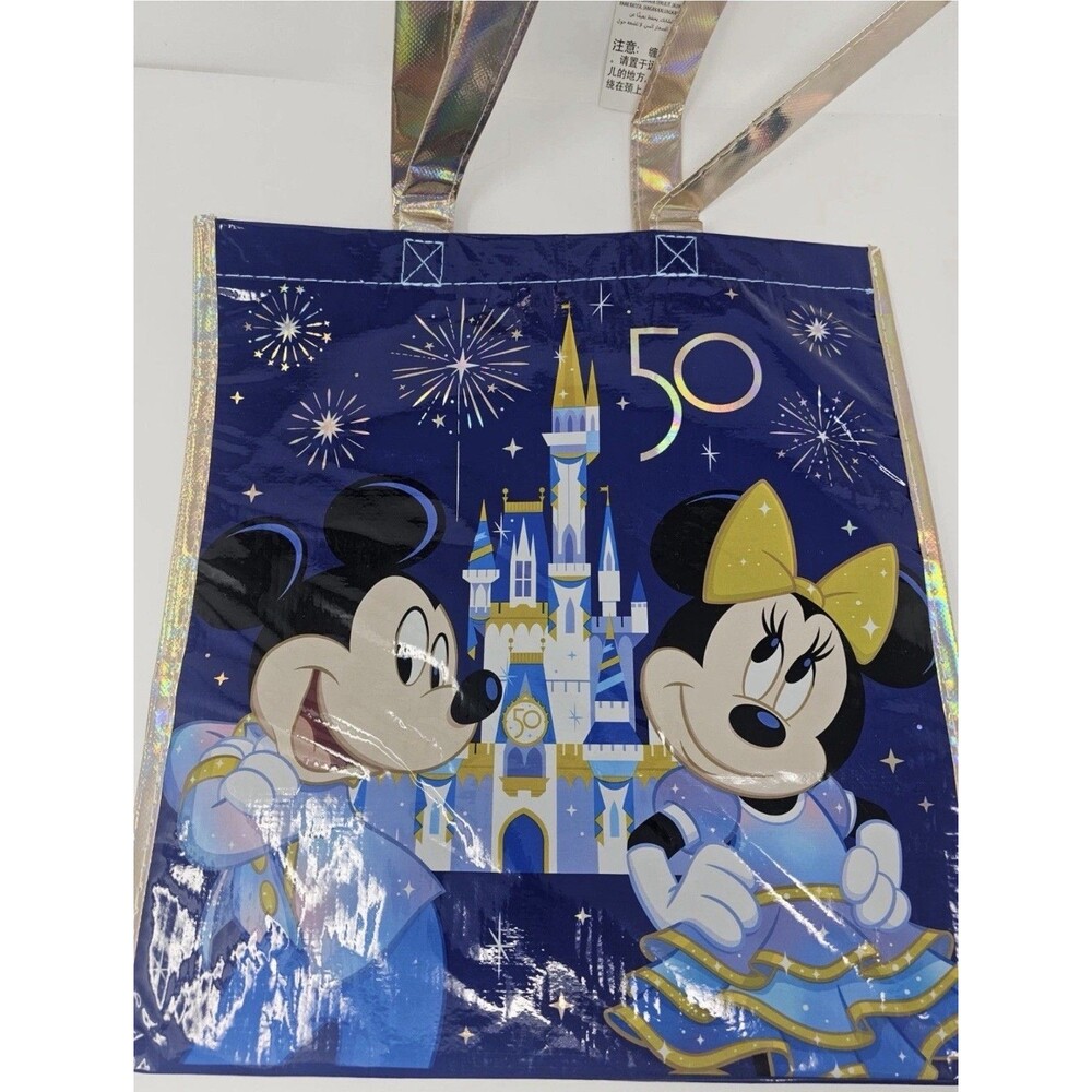 Walt Disney World 50th Anniversary Mickey Minnie Reusable Shopping Bag Medium Sz